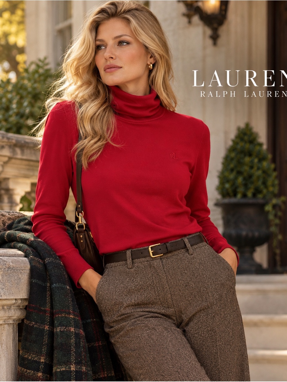 Lauren Ralph Lauren Red Turtleneck Sweater 100% Cotton
